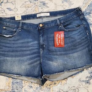 Levi's Women's Dark Blue Denim Frayed Hem Shorts